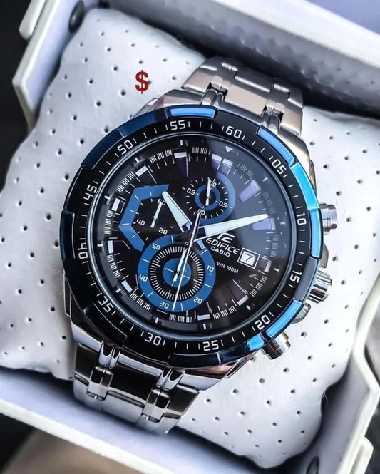 Edifice EFR-539 (Black & Blue Dial) - Chronograph Watch | 1:1 Quality