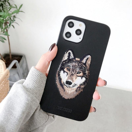 Santa Ba*bara Premium Leather case| Wolf Embroided